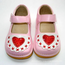 Pink Baby Girl Shoes with Red Heart
